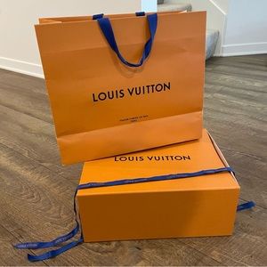 Louis Vuitton shoe box, shopping gift bag & gift ribbon